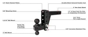 2.0″ Medium Duty 4″ Drop/Rise Hitch