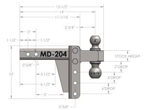 2.0″ Medium Duty 4″ Drop/Rise Hitch