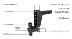 2.0″ Medium Duty 6″ Drop/Rise Hitch