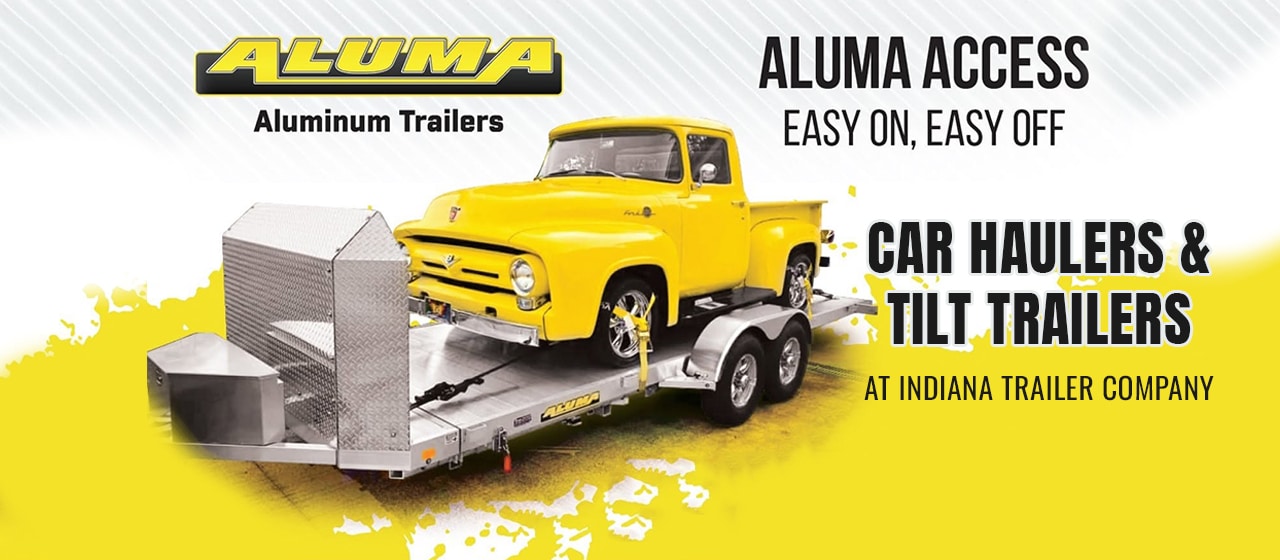 Aluma aluminum car hauler and tilt trailers available at Indiana Trailer Company